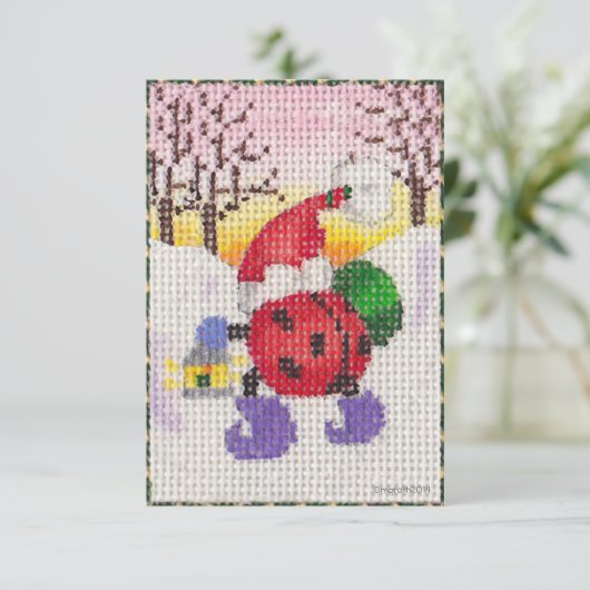 Ladybug Santa-uitnodiging Kaart (Staand voorkant)