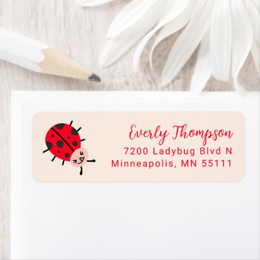 Ladybug Schattige retouradres Etiket (Insitu)