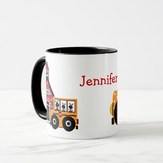 Ladybug School Bus Teacher Mok (Voorkant links)