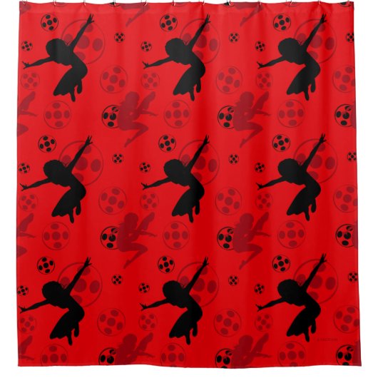 Ladybug Silhouet Rood Patroon Douchegordijn (Voorkant)