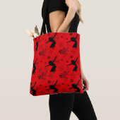 Ladybug Silhouet Rood Patroon Tote Bag (Dichtbij)