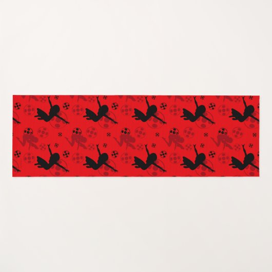 Ladybug Silhouet Rood Patroon Yogamat (Voorkant (horizontaal))