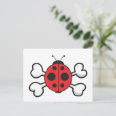 ladybug Skull en Crossbones Briefkaart (Staand voorkant)