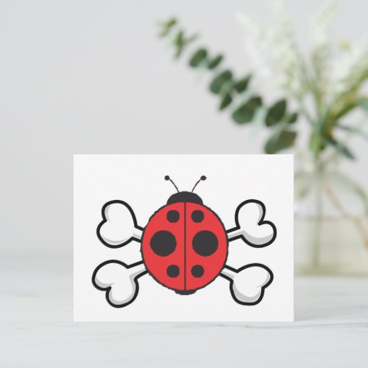 ladybug Skull en Crossbones Briefkaart (Staand voorkant)