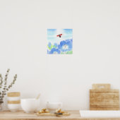 Ladybug Spring Blue Flower Nemophila Nursery Art Poster (Keuken)