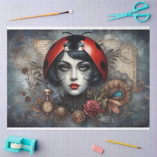 Ladybug Steampunk Gothic Victoriaans Decoupage Tissuepapier (Craft)
