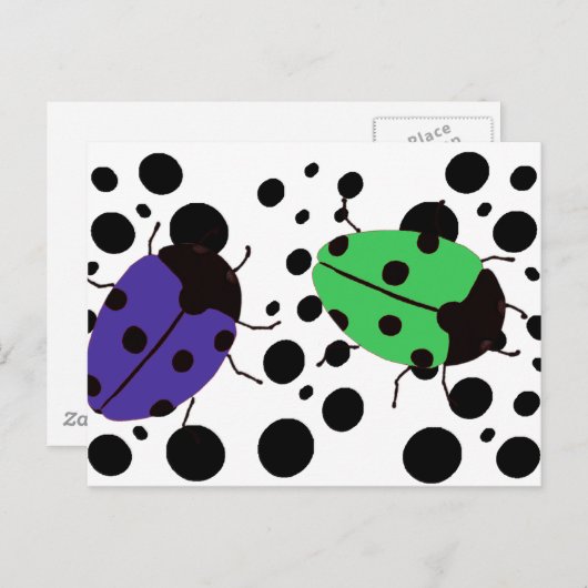 Ladybug-Stippen Briefkaart (Voorkant / Achterkant)