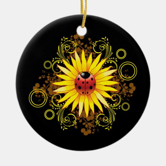 Ladybug Sunflower Ornament (Voorkant)