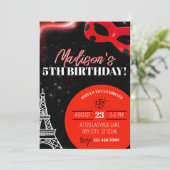 Ladybug Superhero Birthday Invitation Kaart (Staand voorkant)
