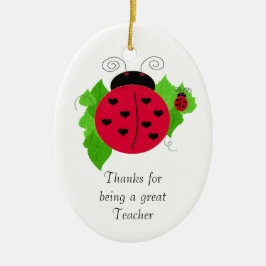 Ladybug Teacher Bedankt Keramisch Ornament