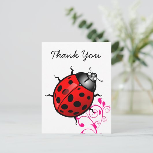 Ladybug thank you briefkaart (Staand voorkant)
