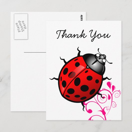 Ladybug thank you briefkaart (Voorkant / Achterkant)