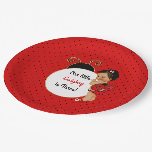 Ladybug Theme Baby Girl Red & Black Papieren Bordje (Gekanteld)