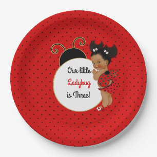 Ladybug Theme Baby Girl Red & Black Papieren Bordje