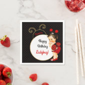 Ladybug Theme Baby Girl Red & Black Stippen Servet (Insitu)