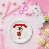 Ladybug Theme Baby Girl Red Stippen Papieren Bordje (Feest)