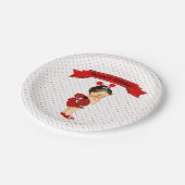 Ladybug Theme Baby Girl Red Stippen Papieren Bordje (Gekanteld)