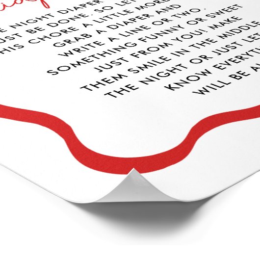 Ladybug Theme Late Night Diaper Game Sign Poster (Hoek)