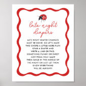 Ladybug Theme Late Night Diaper Game Sign Poster (Voorkant)