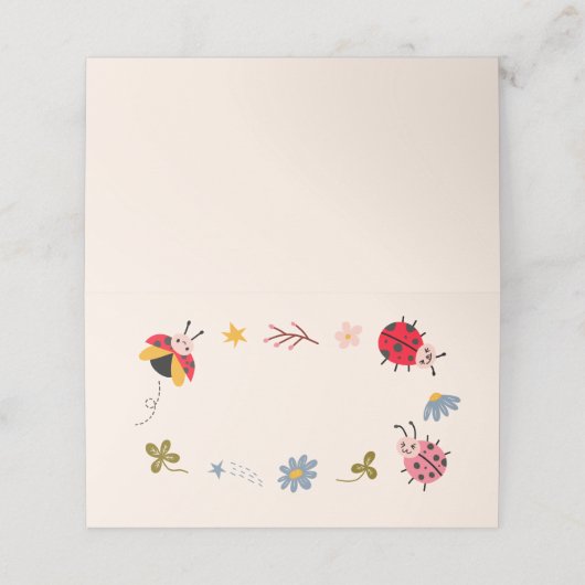 LadyBug Theme Party Voedsellabel Plaatskaartje (Buitenkant ongevouwen)