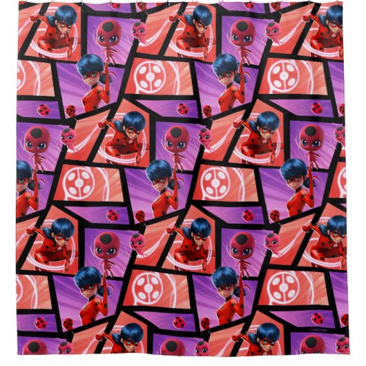 Ladybug & Tikki Patroon Douchegordijn (Voorkant)