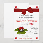 Ladybug Twins #3 partijuitnodiging Kaart (Voorkant / Achterkant)