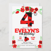 Ladybug Uitnodiging voor 4e verjaardag (Voorkant)