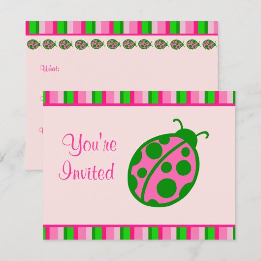 Ladybug uitnodigingen (Voorkant / Achterkant)