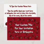 Ladybug Uitnodigingen Gepersonaliseerde Red Ladybu (Voorkant / Achterkant)