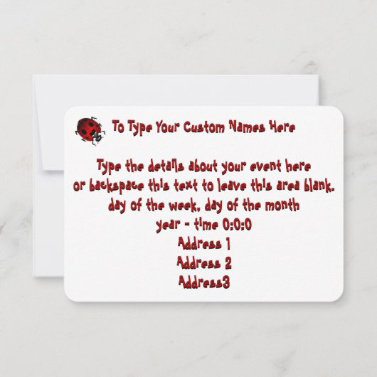 Ladybug Uitnodigingen Gepersonaliseerde Red Ladybu (Achterkant)