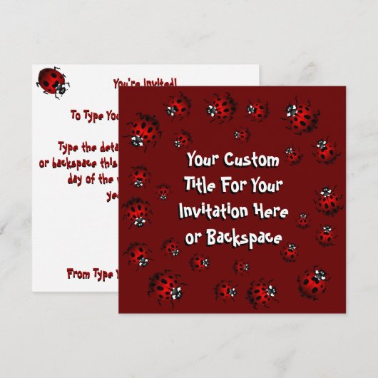 Ladybug Uitnodigingen Gepersonaliseerde Red Ladybu (Voorkant / Achterkant)