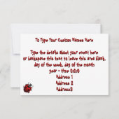 Ladybug Uitnodigingen Gepersonaliseerde Red Ladybu (Achterkant)