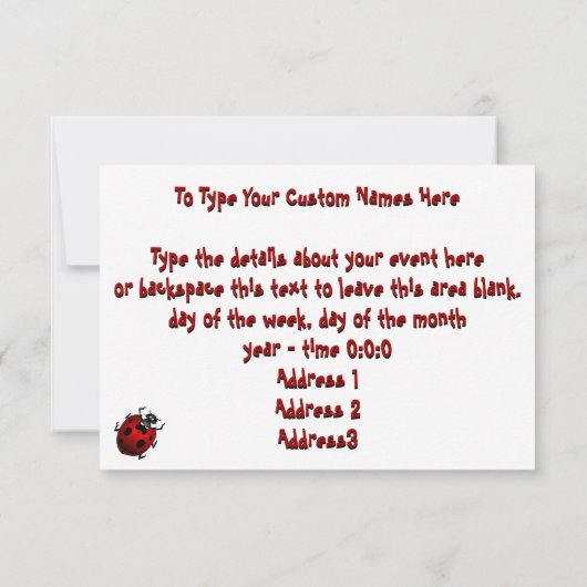 Ladybug Uitnodigingen Gepersonaliseerde Red Ladybu (Achterkant)