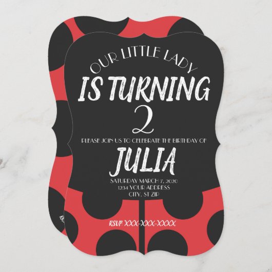 Ladybug-uitnodigingen Kaart (Voorkant / Achterkant)