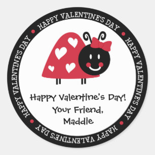 Ladybug Valentijnsdag Harten Party Favor Ronde Sticker
