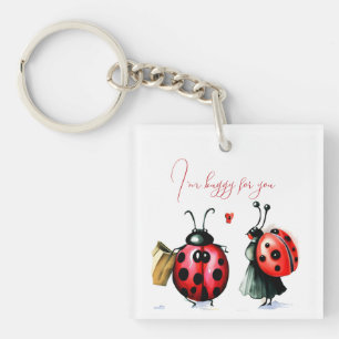 Ladybug Valentijnsdag Kaart Sleutelhanger