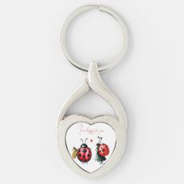 Ladybug Valentijnsdag Kaart Sleutelhanger