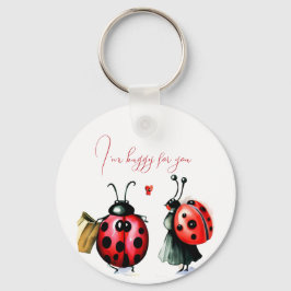 Ladybug Valentijnsdag Kaart Sleutelhanger