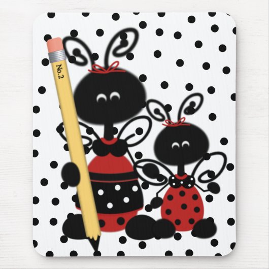 Ladybug van de leraar met potloodMuismat Muismat (Voorkant)