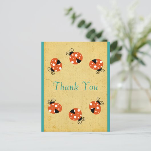 Ladybug Verjaardag Bedankt Briefkaart (Staand voorkant)