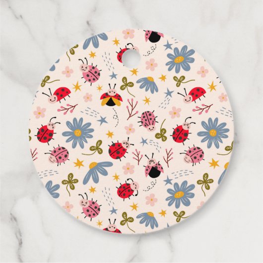 Ladybug Verjaardag Party Bloemen Bedankjes Labels (Achterkant)