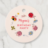Ladybug Verjaardag Party Bloemen Bedankjes Labels (Voorkant)