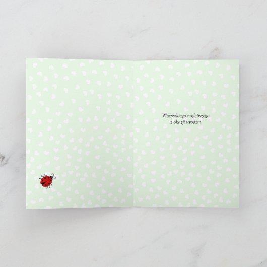 Ladybug verjaardag Poolse aangepaste tekstkaart Kaart (Binnen)