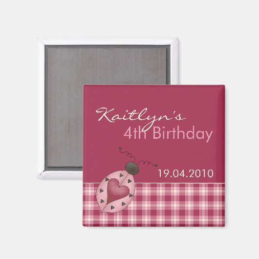 Ladybug · Verjaardag uitnodiging magneet (Voorkant / Achterkant)