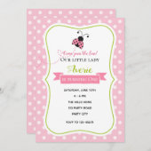 Ladybug Verjaardag Uitnodigingen (Roze Groen) (Voorkant / Achterkant)