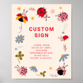 Ladybug Verjaardagsfeest Custom Sign Poster (Voorkant)
