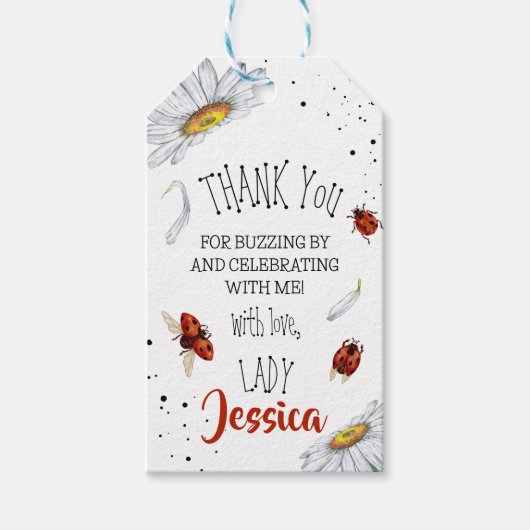 Ladybug Verjaardagsfeest dank u Cadeaulabel (Voorkant)