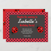 Ladybug Verjaardagsfeest Dank u kaart (Voorkant / Achterkant)