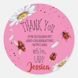Ladybug Verjaardagsfeest dank u Ronde Sticker