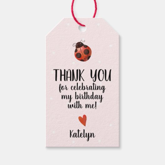 Ladybug Verjaardagsfeestje Favor Gift Label Cadeaulabel (Voorkant)
